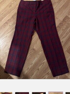 Lane Bryant Burgundy Plaid Slim Ankle Pants